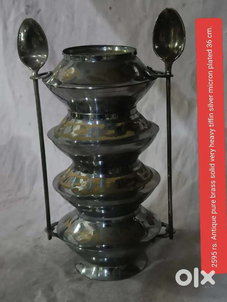 Antique pure brass solid very heavy tiffin 36 cm