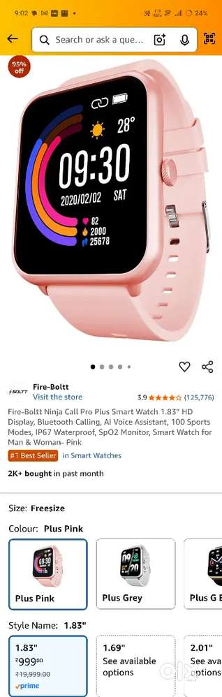Fire-Boltt Ninja Call Pro Plus Smart Watch 1.83HD
Display
