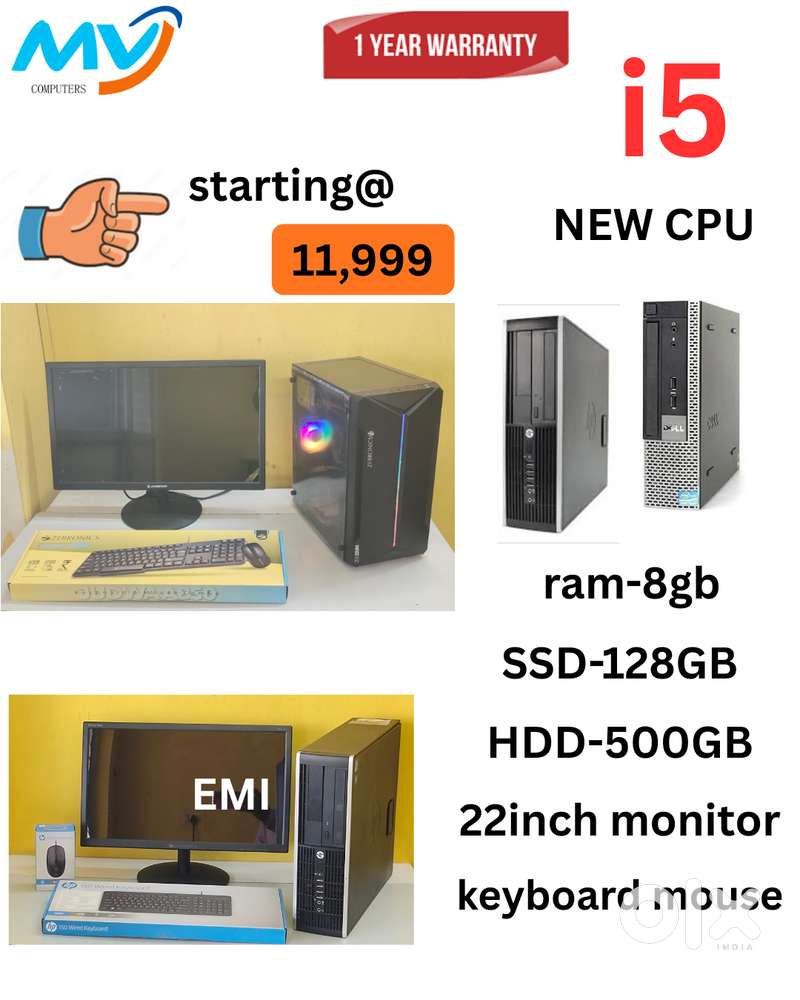 SSD - 128GB  HDD - 500GB  Monitor  Keyboard Mouse