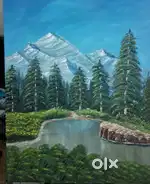oil painting pine and mountains