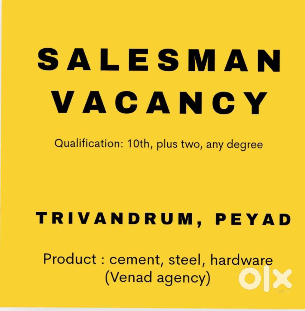 Need sales man for cement distribution.