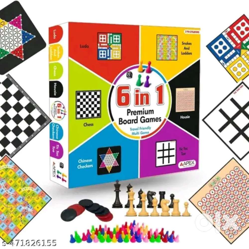 (No Cod)Apex Combo 6 in 1 Premium Board game Housie, chess,Ludo,Snakes