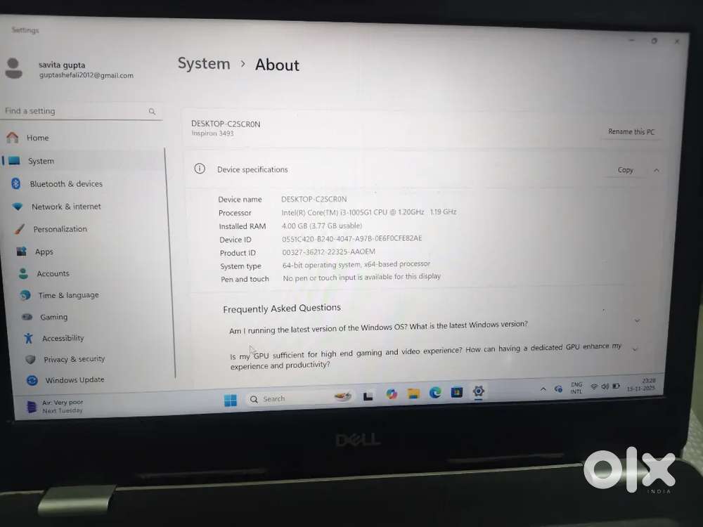 Dell Inspiron 3493 – Good Condition  Perfect for Work & Study