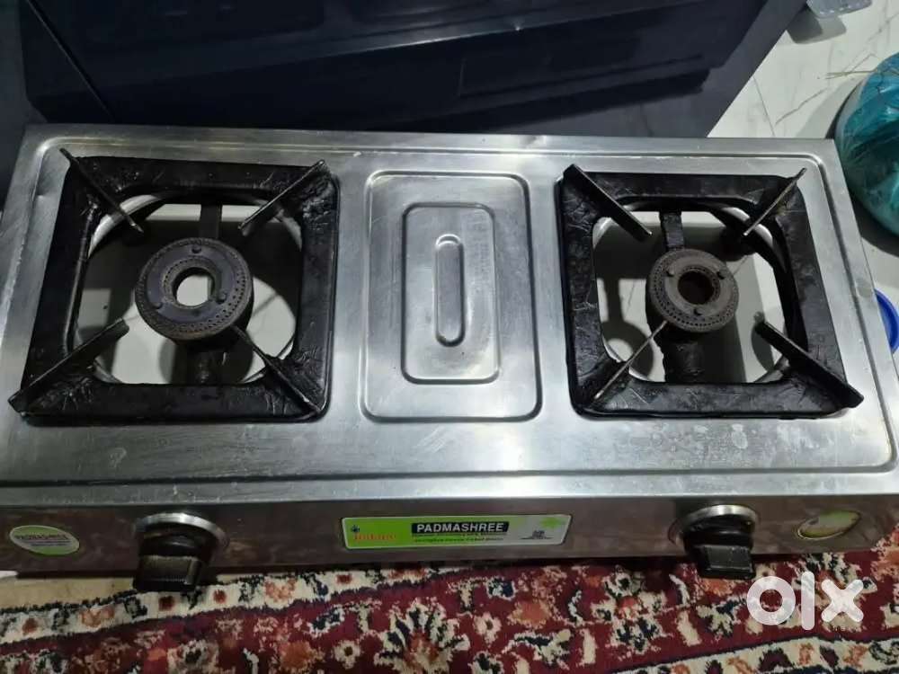 2 Burner Steel indane Gas Stove  Manual Ignition  Brass Burner