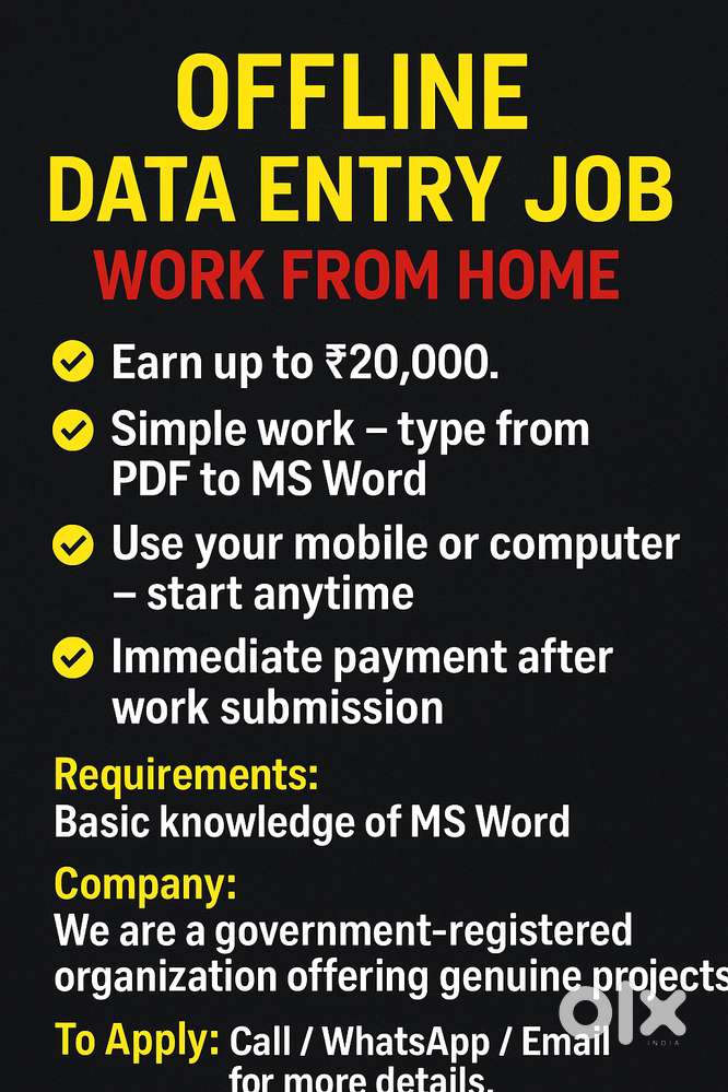 DATA ENTRY OPERATOR  - Work on MS Office, PDF to Word, and complete ta