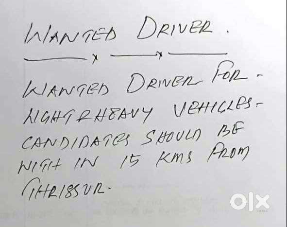 WANTED DRIVER FOR TATA ULTRA T7 & BADA DOST