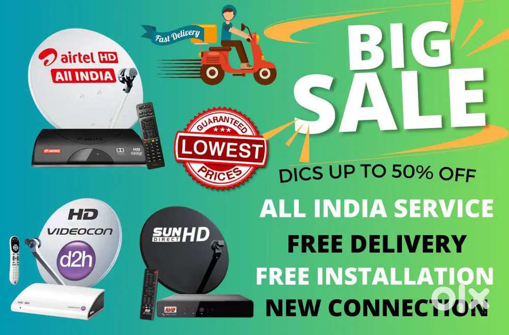 Biggest offer NEW DISH TV DTH D2H SKY HD BOX VIDEOCON PLAY AIRTEL Tatá