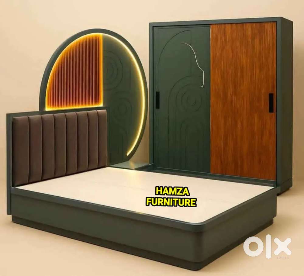 NEW LOOK PLYWOOD KING SIZE BED AND 6by6.5 SLIDING WARDROBE WITH STORAG