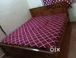 King size teak cot with peps mattress
