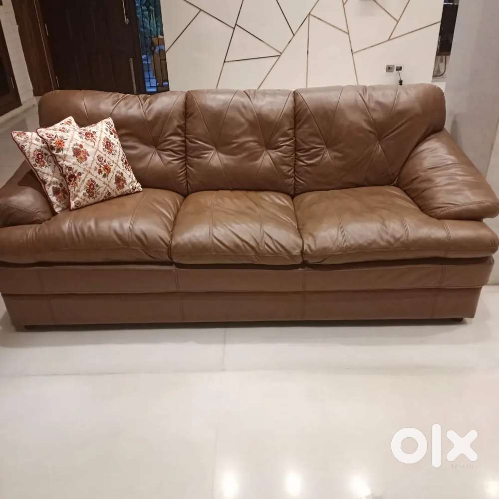 2 Brown leather Sofa 3 seater