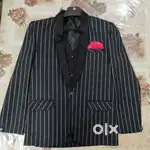 Stylish Navy Blue Blazer + Vest Combo  White Stripes  ₹1800