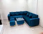 Nagpur Furniture Zone, Modern L Shape Sofa With Centre Table & 2 Puffy