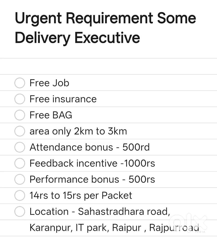 We Required Delivery Executive for Rajpurroad and Sahastradhara
