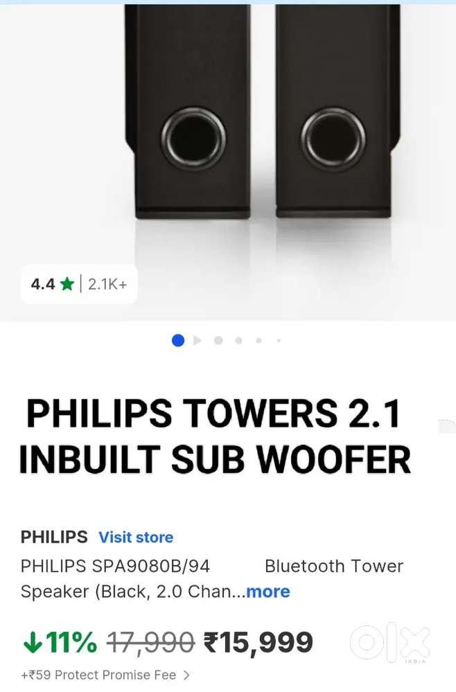 PHILIPS TOWERS 2.1 BLUETOOTH AUX FM