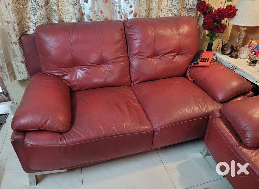 Red leather sofa
