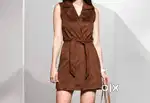 Suede Sleeveless Long Coat ( Brown )