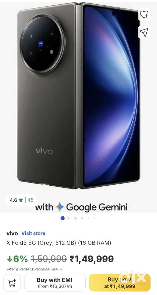 Vivo X Fold 5, Fold phone,Showroom condition, Can exchange with fold 7