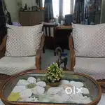 Cane sofa set, king size bed, dressing table, bookshelf, study table,