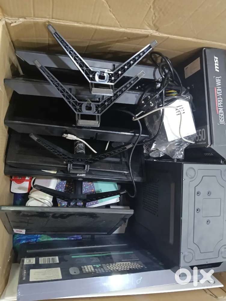 Computer with full set and printer of brother black and white , colour