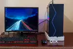 Gaming pc with RGB LED monitor with gaming keyboard and mouse