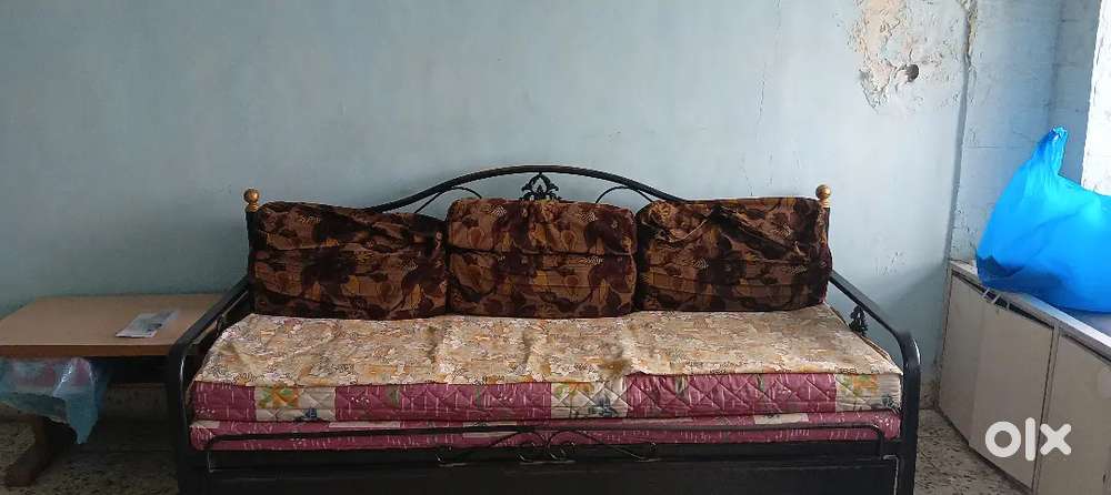 Sofa cum Bed, full size Hydraulic Bed with storage and cupboard