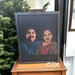 Laminated Couple Scribble art with frame A3