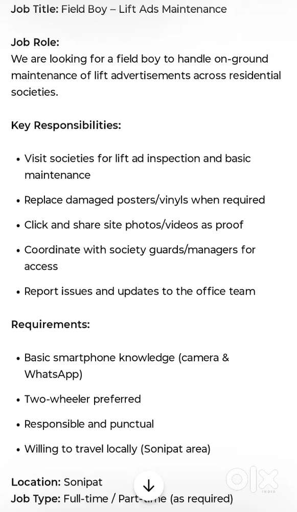 Field boy for advertisement company