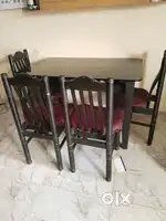 Glass + Wooden Dining Table,  4 Seater
