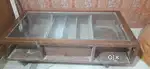 Wooden table with boxes