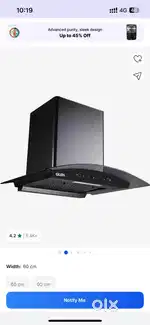 GLEN 60 CM CHIMNEY NEW CONDITION