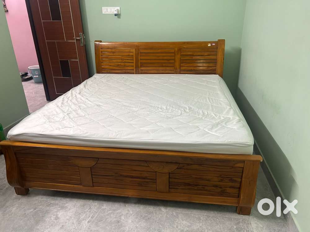 Premium Teak Wood Cot with Sleepwell Mattress