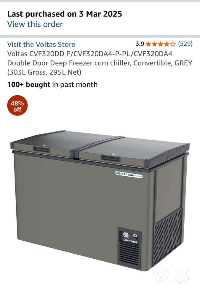 Deep freezer double door( voltas , tata product )