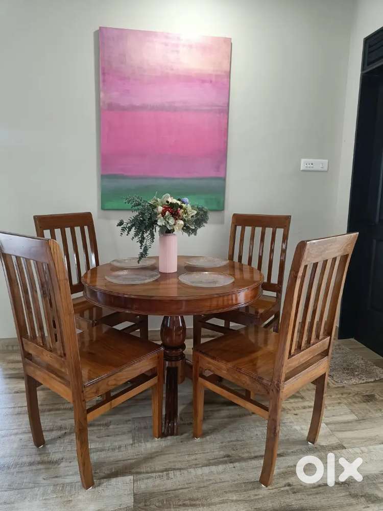 4 seater teak wood dining set