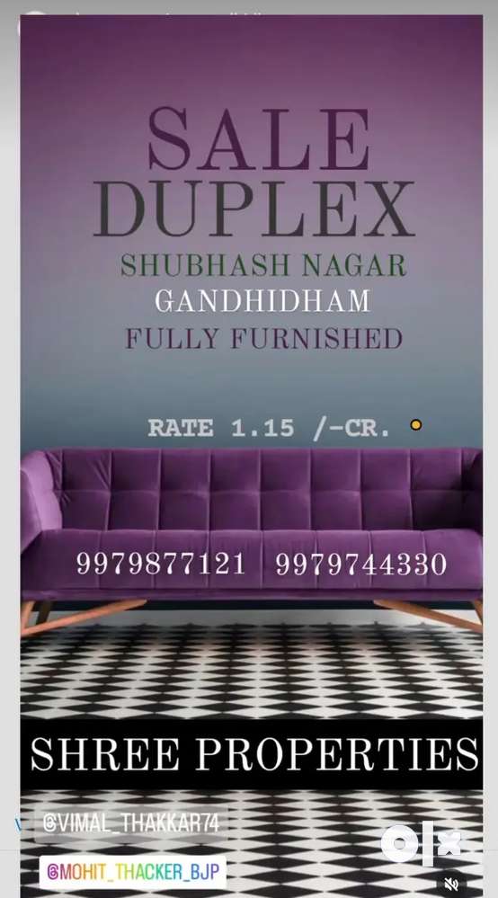 3bhk fully furnished duplex sell gurukul Gandhidham