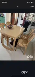 Plastic dining table + 4 chairs