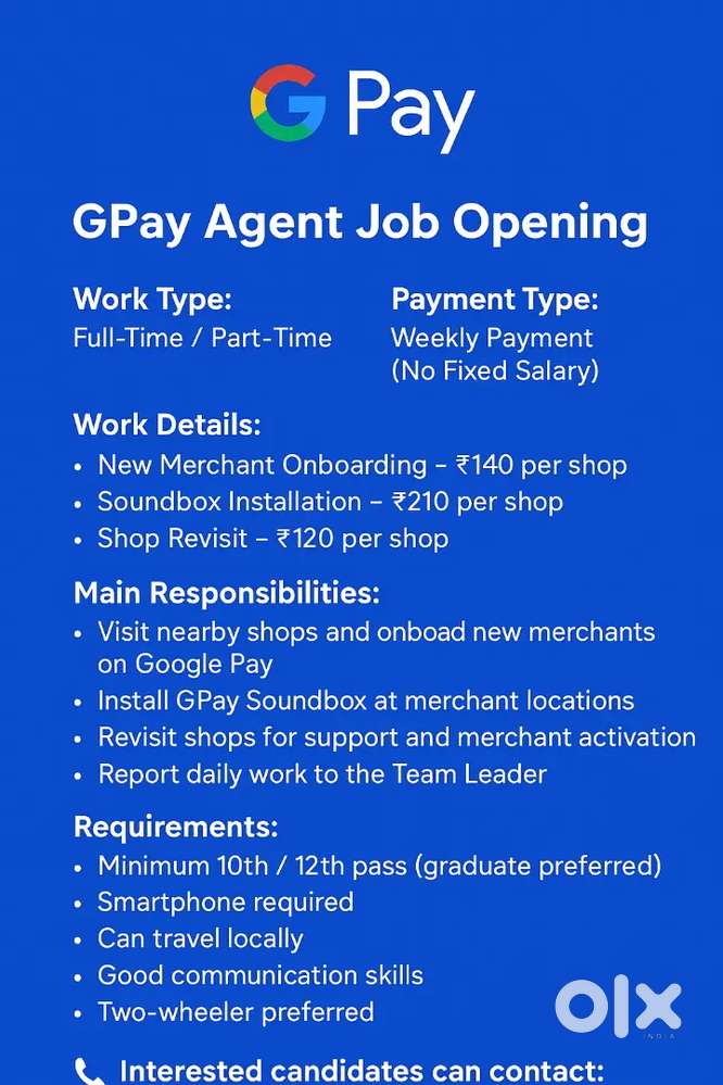 Hiring Gpay Agent