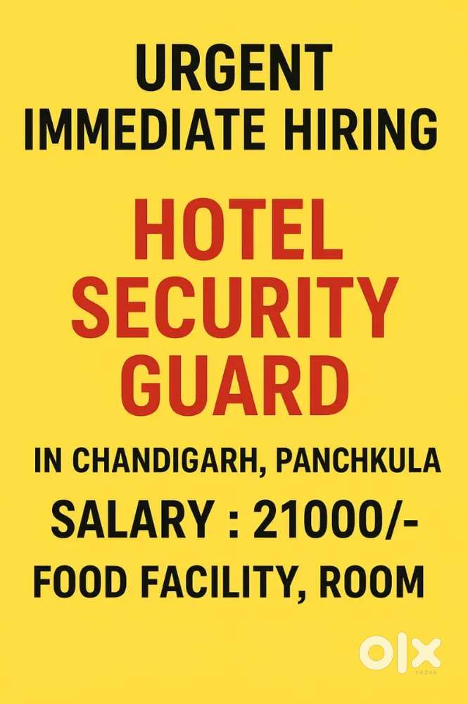 Hotel Security Guard Job,  Room,Food, Urgent Joining