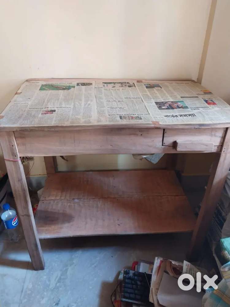 One wood and one plastic table