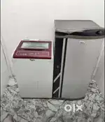 Meroon colour white body washing machine,  Silver body Fridge