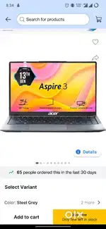 Acer aspire 3,  6 months old