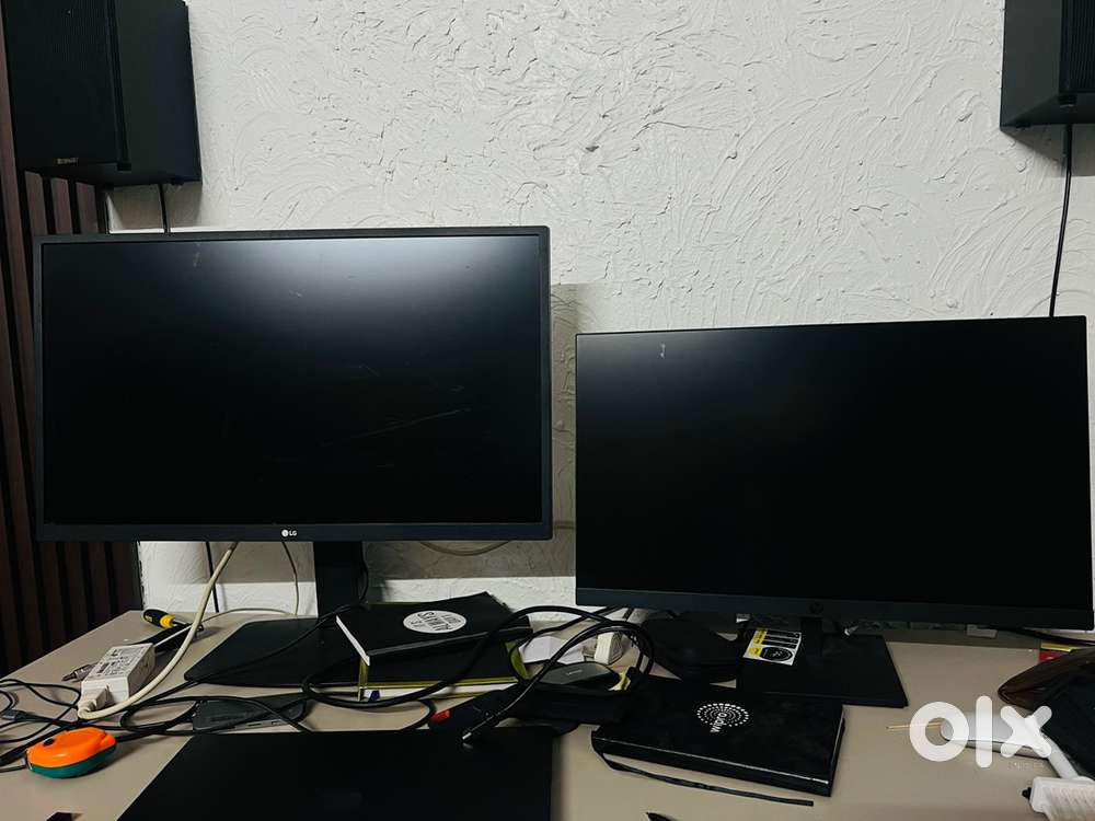 27inch LG 4k & 24inch Hp full hd monitors combo for sale