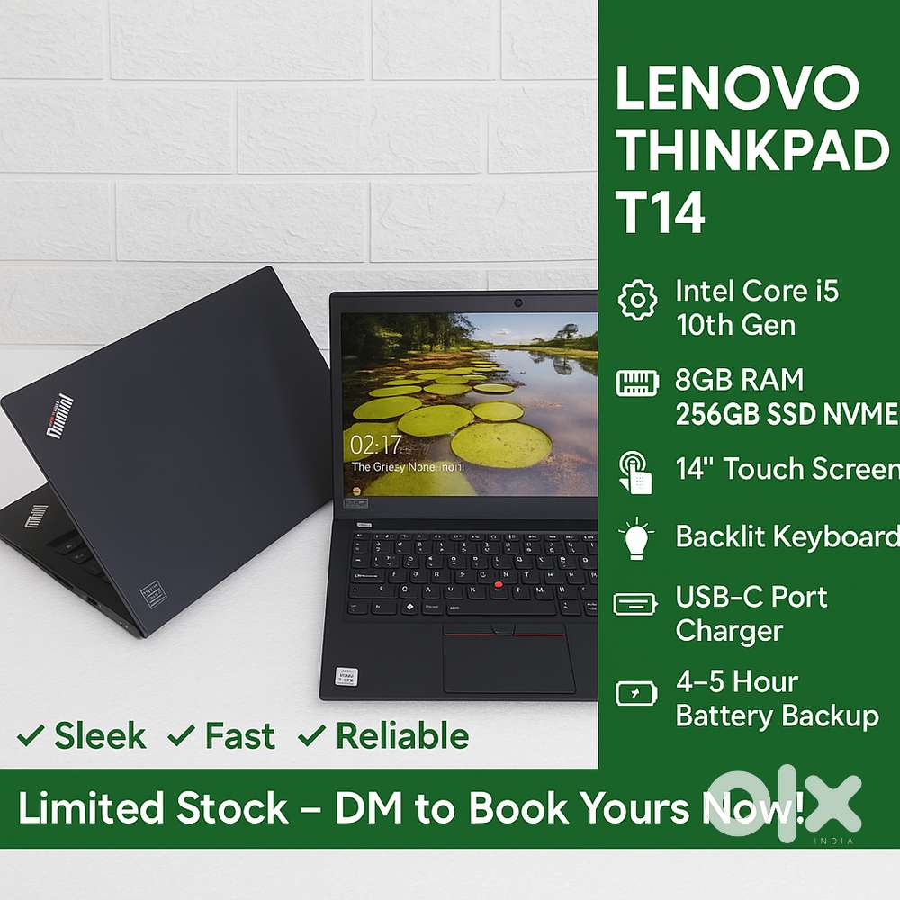Lenovo T14 Core i5 10th Gen Touch Screen 8gb Ram 256gb SSD 14 Inch