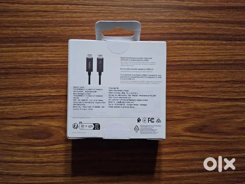 Belkin Thunderbolt 4 Cable USB-C to USB-C, 1M Cable