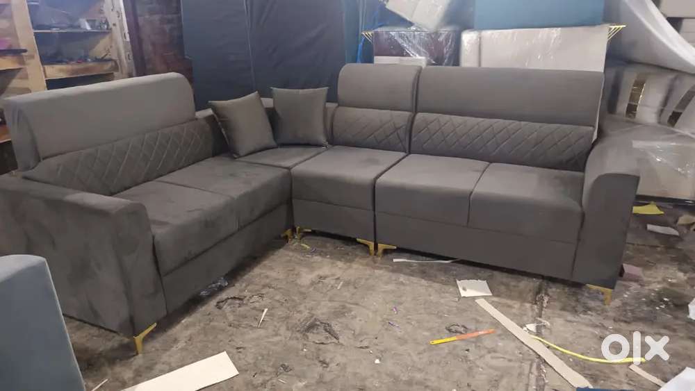 L shape sofa set with double back and beautiful colour