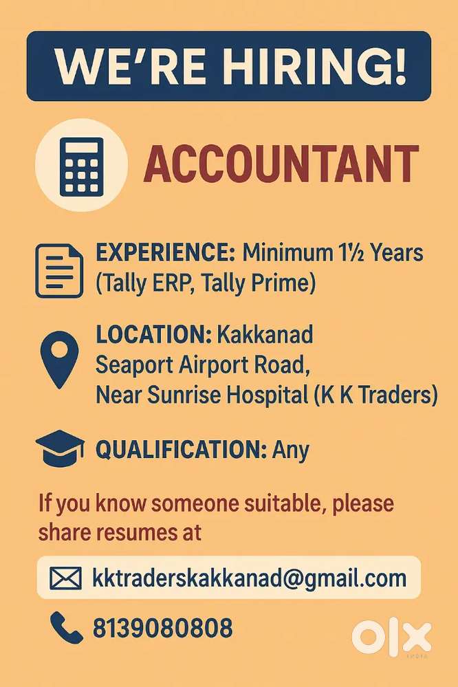Urgent Hiring, Accountant Vacancy