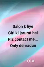 Female salon me girl ki jarurat hai jisko sab kaam aata ho