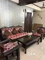 Elegant Solid Wood Sofa Set with Center Table – Great Condition!