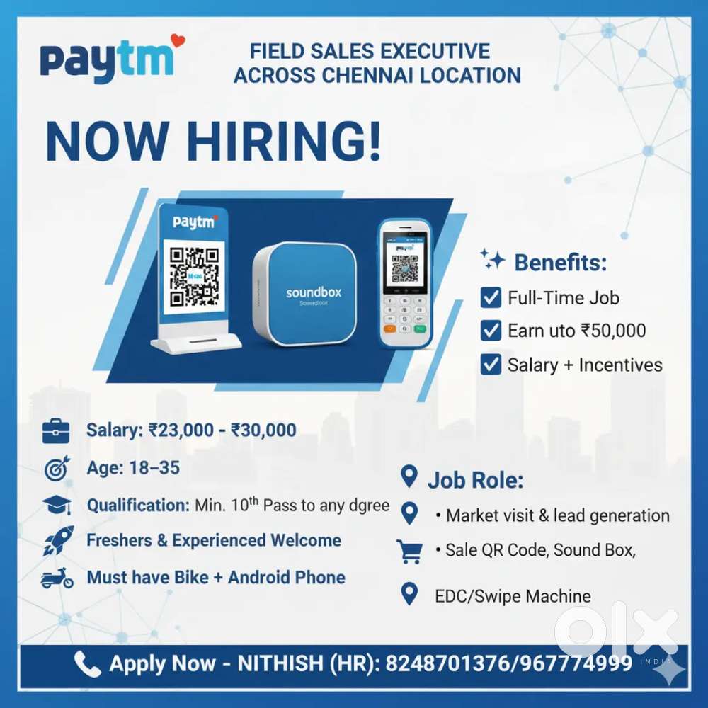 Paytm hiring for field sales executive