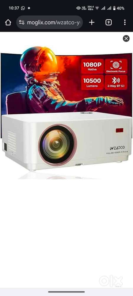 WZATCO Yuva Elite Automatic 12600 Lumens Projector Native 1080P, 5W Sp