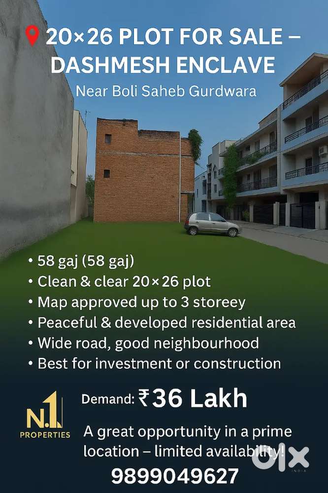 Plot of 58 Gaj Map approved upto 3 story